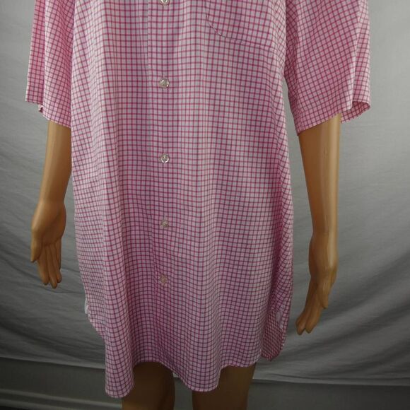 Peter Millar Pink White Grid Check Short Sleeve Button Down Dress Shirt Medium - Picture 4 of 10